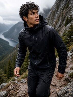 REI Co-op Men’s Softshell Hooded Jacket Black Trail Hiking Waterproof Zippers
